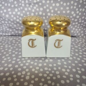 Haviland Limoge Ranson White Gold Trimmed Salt And Pepper Shakers